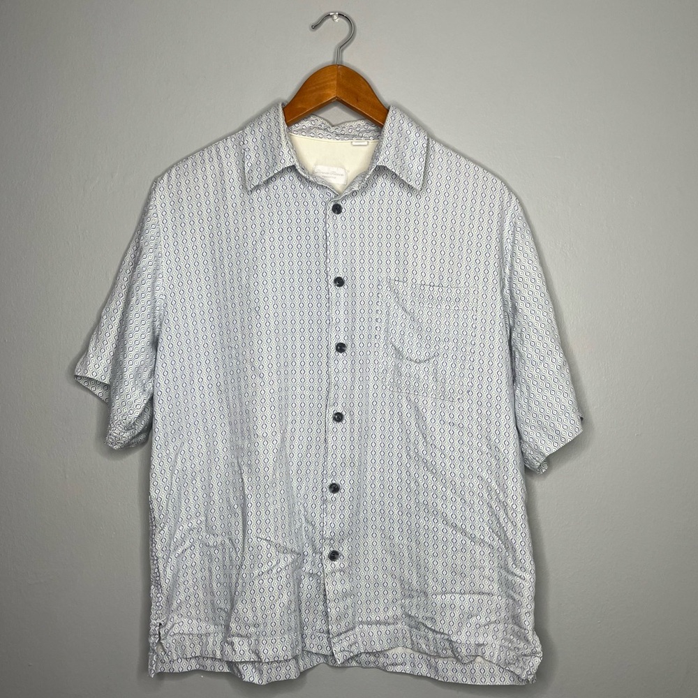 Linea Rossa Signature Silk Rayon Blend Short Sleeve Button Front Shirt CC